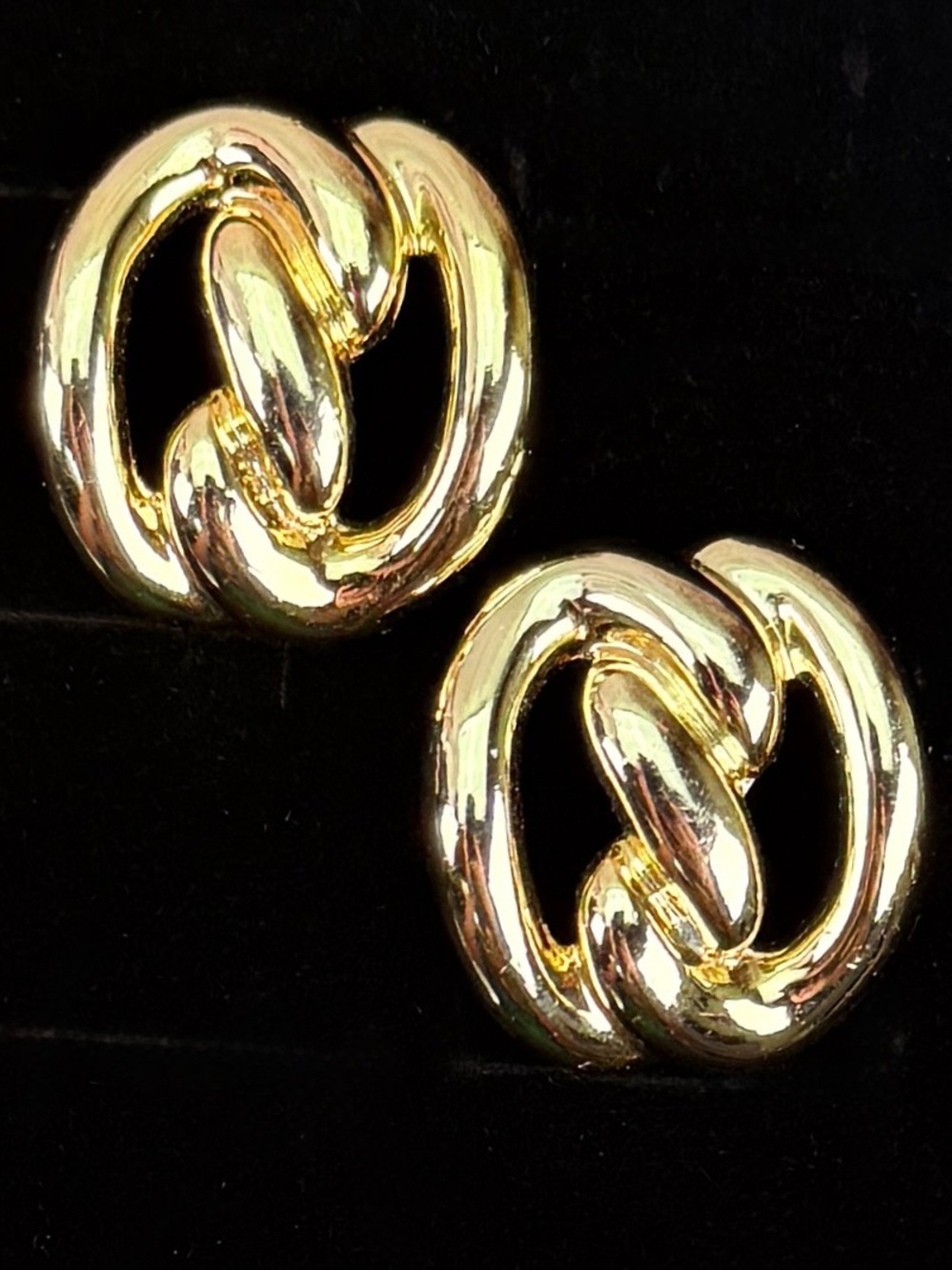 Vintage Weighted Goldtone Pierced Earrings